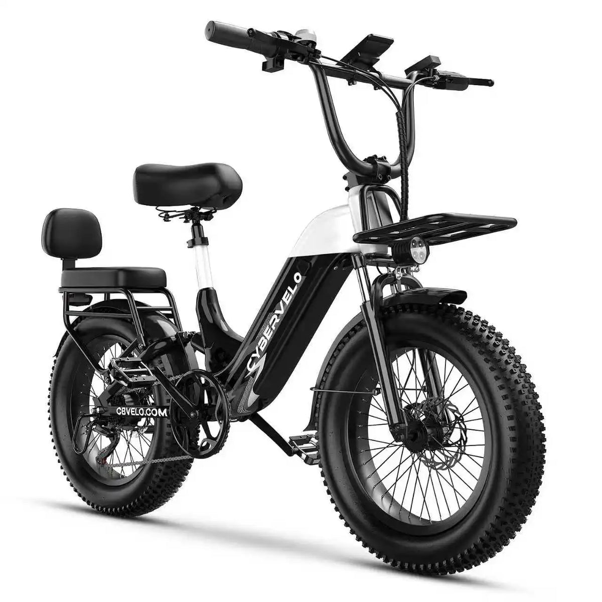 Black electric bike with visible brand logo on a white background