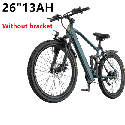 Electric bicycle with specifications '26''13AH' and 'Without bracket' on a white background
