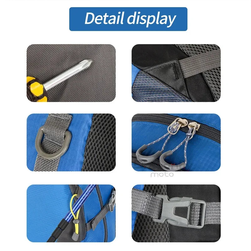 Detailed display of a bag's features including a screwdriver, zippers, and straps with 'Dragonfly' branding.