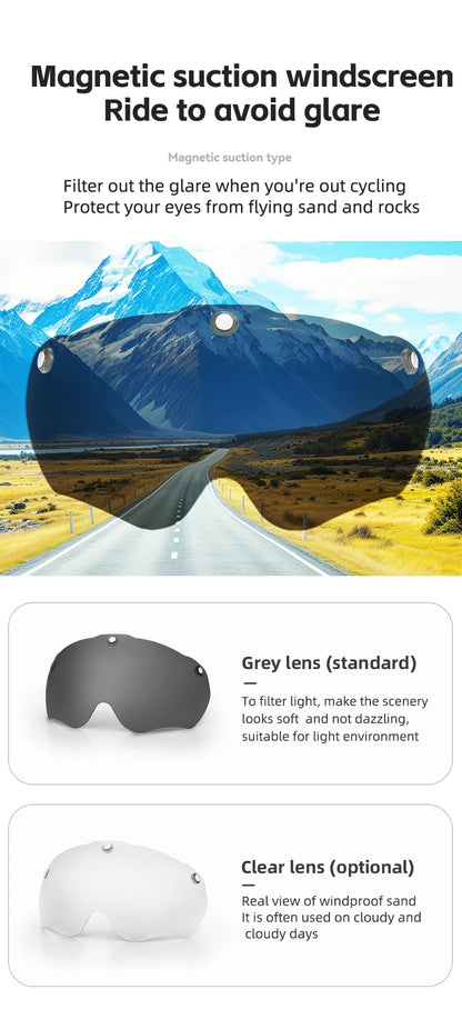 Magnetic suction windscreen with mountain road and vehicle background